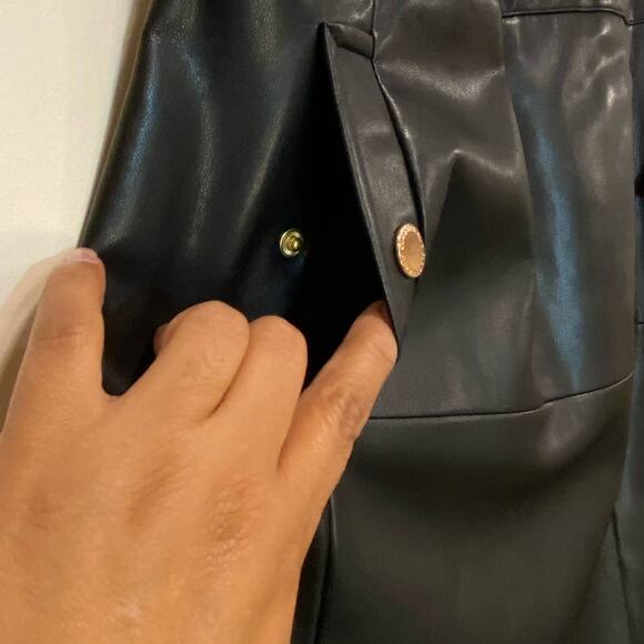 NWT Black Faux Leather Pencil Skirt W/Pockets 6p Knee High Classic Career Wear - Picture 5 of 9